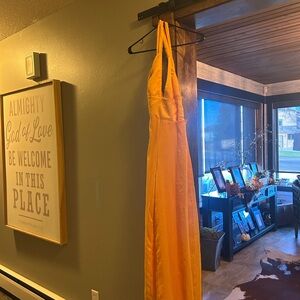 Vibrant Orange Halter Dress